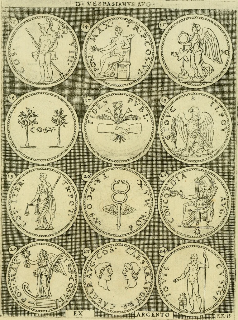 An illustration from Omnivm Caesarvm verissimae imagines ex antiqvis nvmismatis desvmptae : addita per brevi civvsqve vitae descriptiones ac diligenti eorvm qvae reperiri potvervnt nvmismatvm aversae partis delineatione ..., 1554, leaf 89