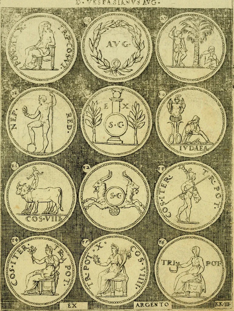 An illustration from Omnivm Caesarvm verissimae imagines ex antiqvis nvmismatis desvmptae : addita per brevi civvsqve vitae descriptiones ac diligenti eorvm qvae reperiri potvervnt nvmismatvm aversae partis delineatione ..., 1554, leaf 90