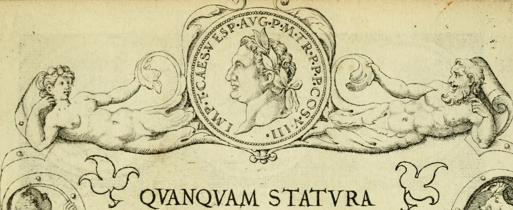 An illustration from Omnivm Caesarvm verissimae imagines ex antiqvis nvmismatis desvmptae : addita per brevi civvsqve vitae descriptiones ac diligenti eorvm qvae reperiri potvervnt nvmismatvm aversae partis delineatione ..., 1554, leaf 93