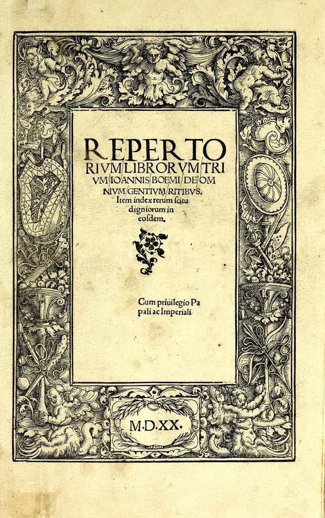 An illustration from Omnivm gentivm mores leges et ritvs ex mvltis clarissimis rervm scriptoribus, 1520, leaf 5