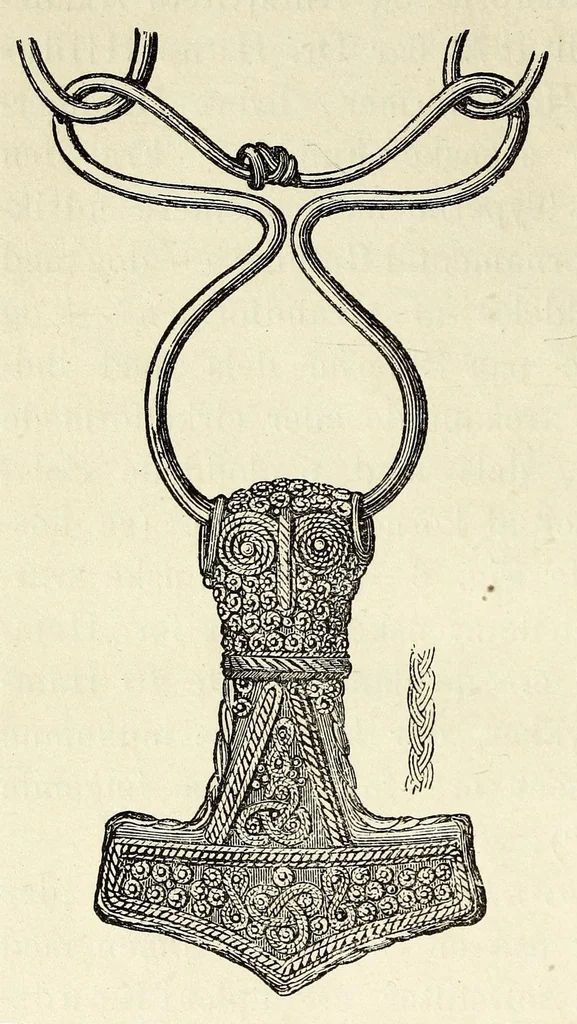 An illustration from Om nordboernes gudedyrkelse og gudetro i hedenold : en antikvarisk undersøgelse, 1876, leaf 82