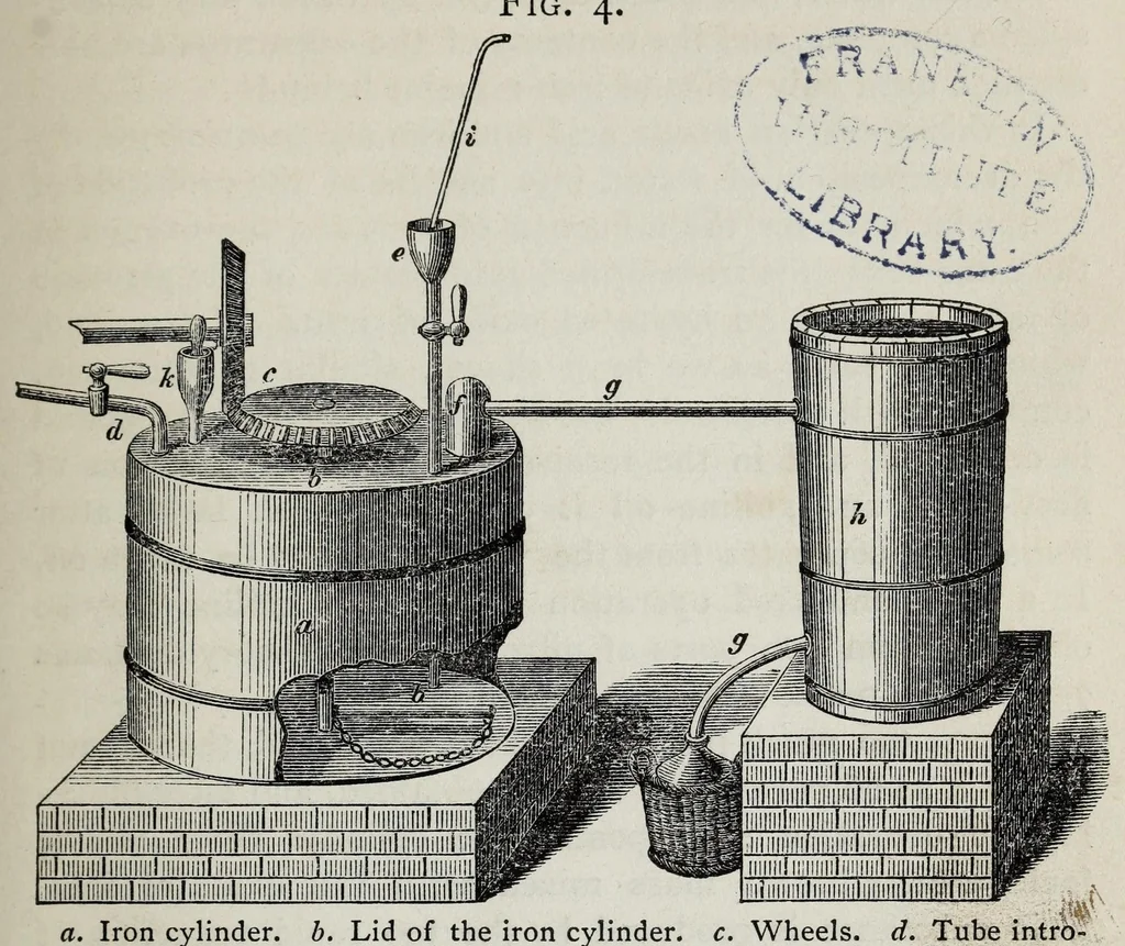 An illustration from On aniline and its derivatives : a treatise upon the manufacture of aniline and aniline colours, 1868, leaf 35