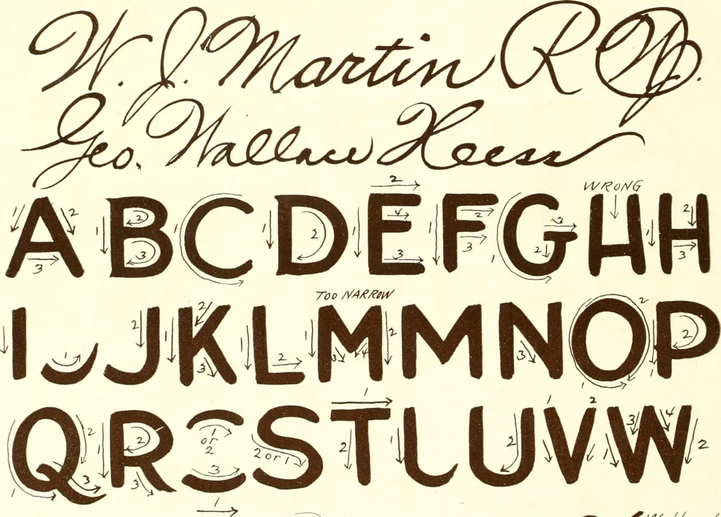 An illustration from One hundred alphabets for the show card writer; a collection of the best alphabets used by the leading show card writers, with many examples of show cards and window signs for all occasions, 1919, leaf 19