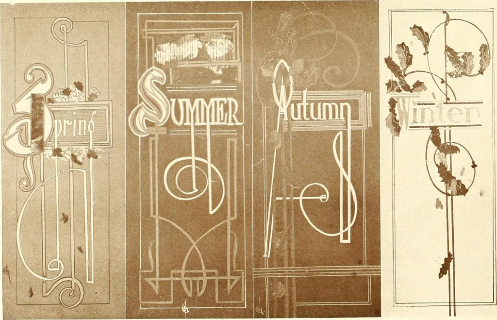 An illustration from One hundred alphabets for the show card writer; a collection of the best alphabets used by the leading show card writers, with many examples of show cards and window signs for all occasions, 1919, leaf 33