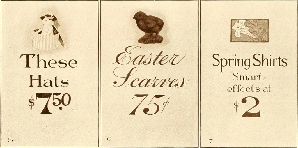 An illustration from One hundred alphabets for the show card writer; a collection of the best alphabets used by the leading show card writers, with many examples of show cards and window signs for all occasions, 1919, leaf 34