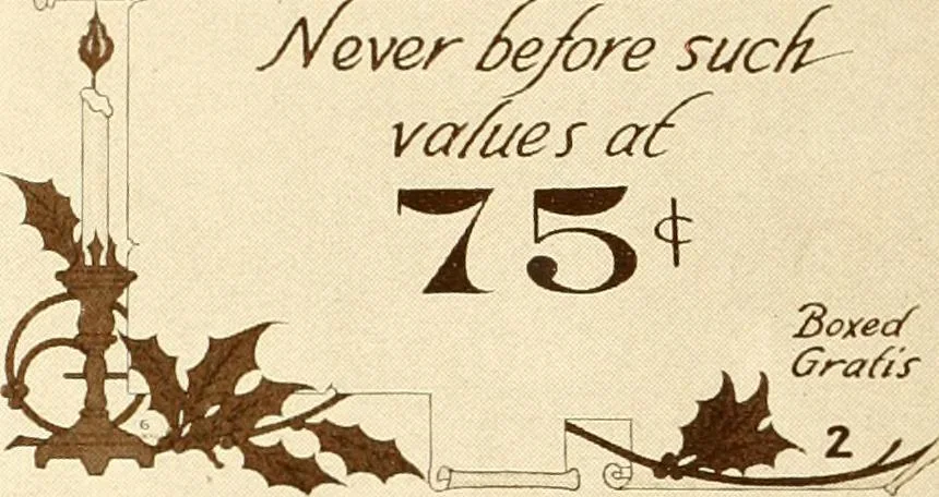 An illustration from One hundred alphabets for the show card writer; a collection of the best alphabets used by the leading show card writers, with many examples of show cards and window signs for all occasions, 1919, leaf 39