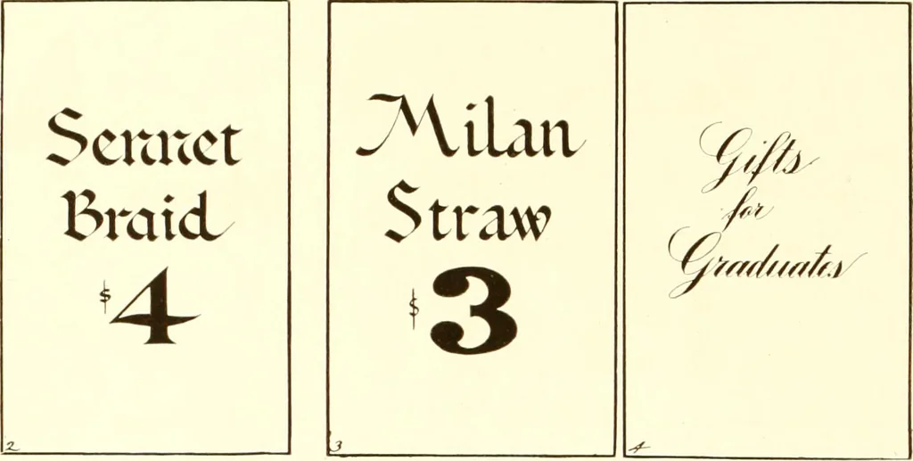 An illustration from One hundred alphabets for the show card writer; a collection of the best alphabets used by the leading show card writers, with many examples of show cards and window signs for all occasions, 1919, leaf 49