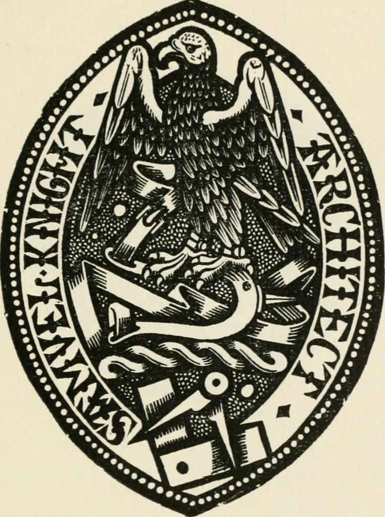 An illustration from One hundred book plates engraved on wood, 1901, leaf 142