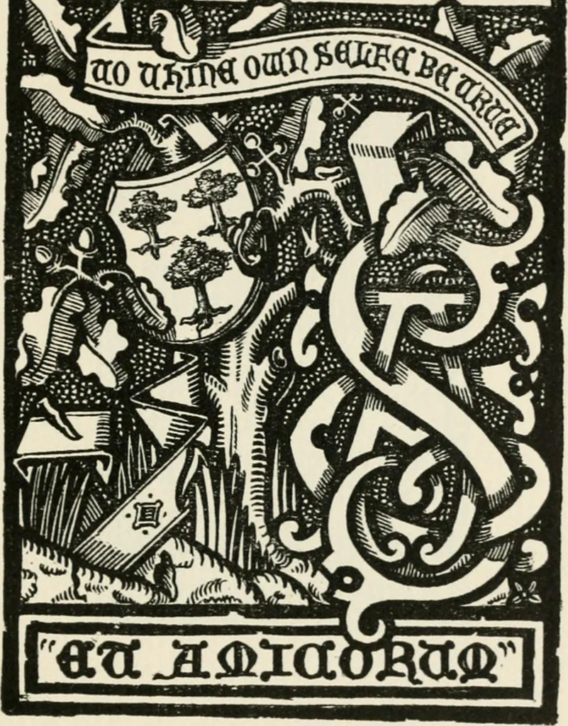 An illustration from One hundred book plates engraved on wood, 1901, leaf 182