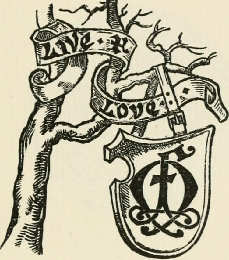 An illustration from One hundred book plates engraved on wood, 1901, leaf 216
