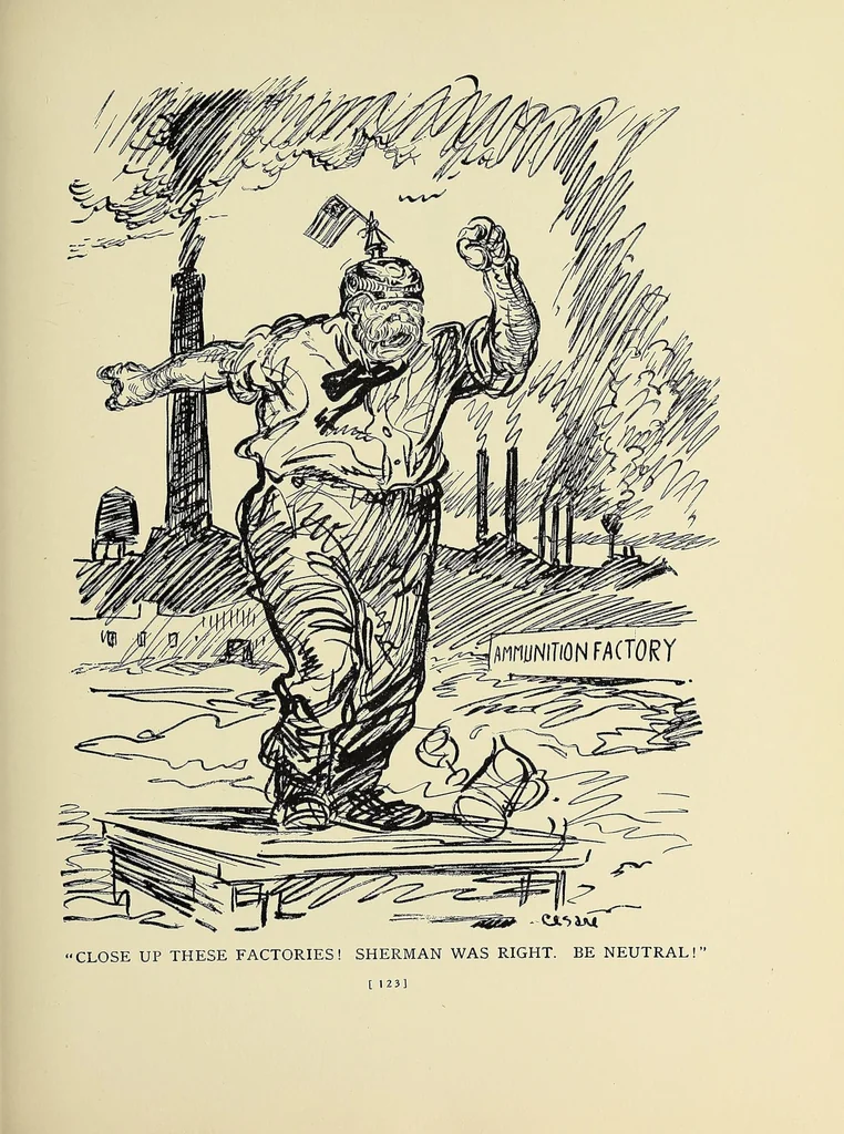 An illustration from One hundred cartoons, 1916, leaf 143