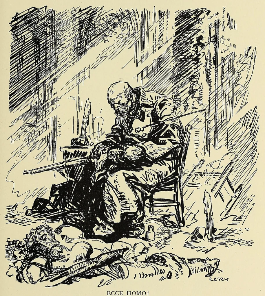 An illustration from One hundred cartoons, 1916, leaf 167