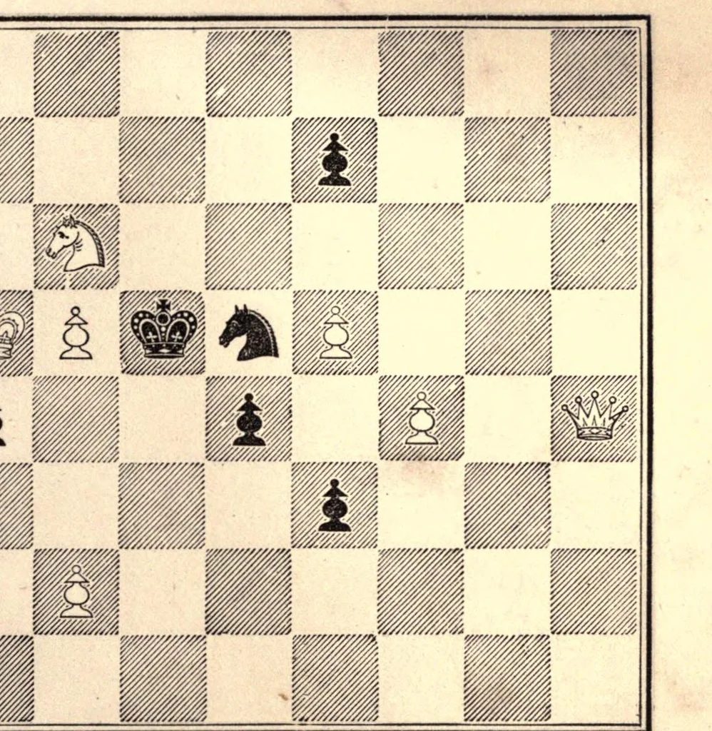 An illustration from One hundred chess problems, 1883, leaf 27