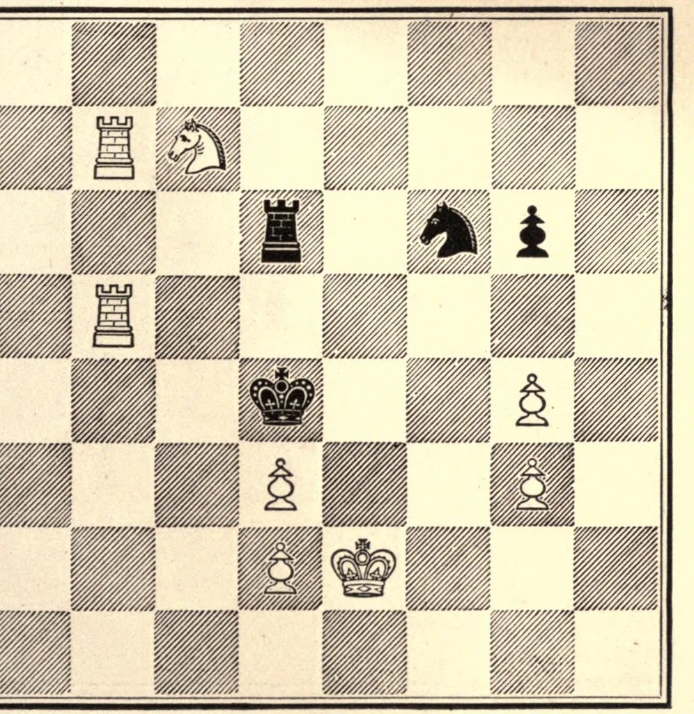 An illustration from One hundred chess problems, 1883, leaf 35