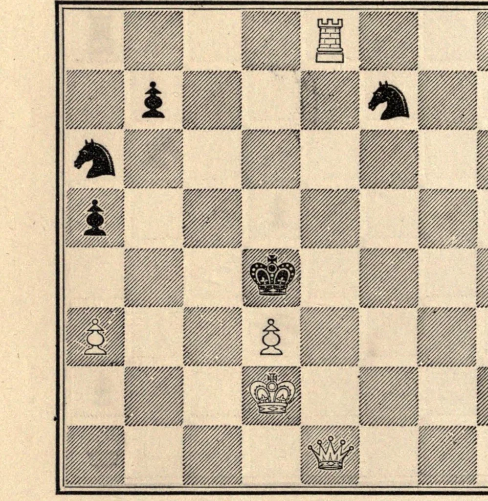 An illustration from One hundred chess problems, 1883, leaf 44