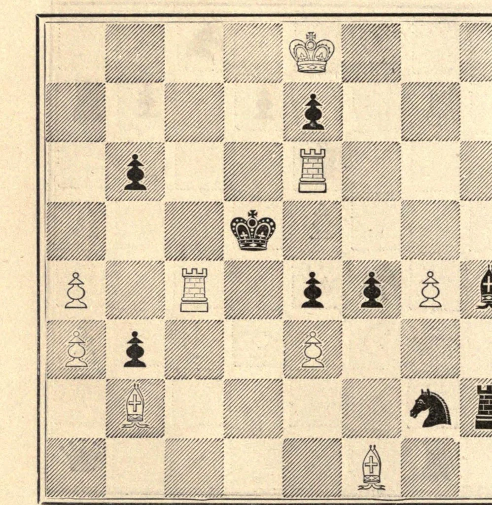 An illustration from One hundred chess problems, 1883, leaf 50