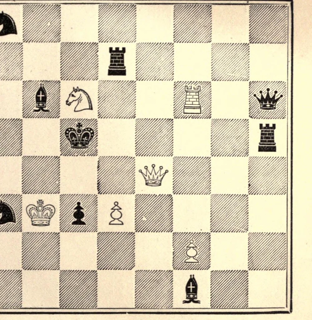 An illustration from One hundred chess problems, 1883, leaf 81