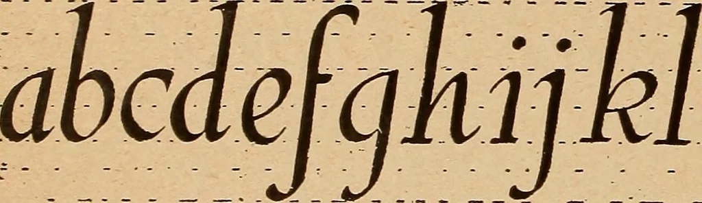 An illustration from One hundred loose leaf lessons in lettering with pen and brush; Gordon system, adapting the familiar music staff as an aid to correct alignment and construction of letters, introducing a series of alphabets for show card writing and commercial art work, 1920, leaf 101