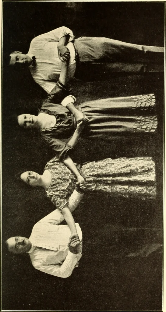 An illustration from One hundred mass play games, 1921, leaf 124