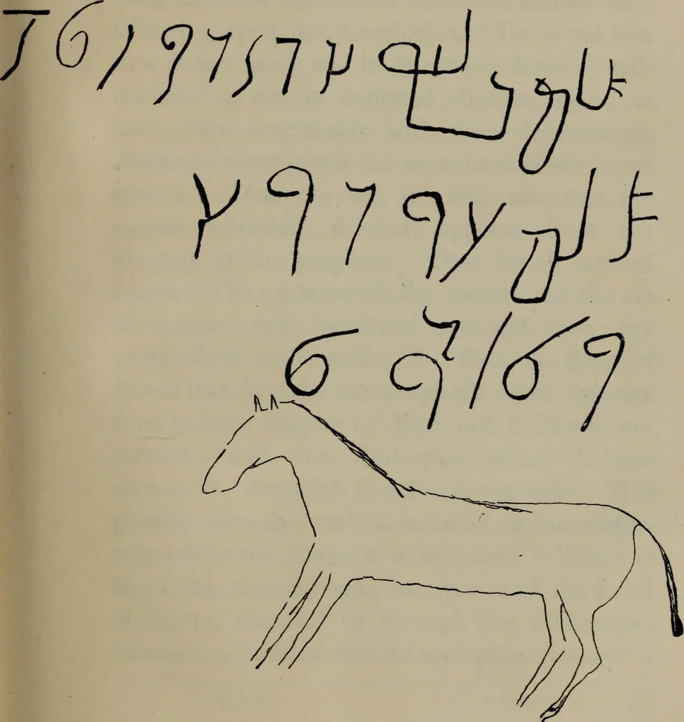 An illustration from The one primeval language : traced experimentally through ancient inscriptions in alphabetic characters of lost powers from the four continents..., 1851, leaf 102