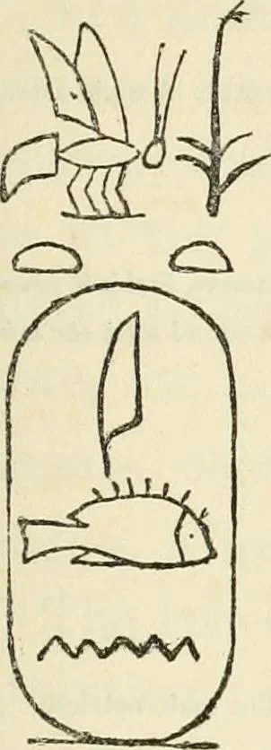 An illustration from The one primeval language traced experimentally through ancient inscriptions in alphabetic characters of lost powers from the four continents including the voice of Israel from the rocks of Sinai and the vestiges of patriarchal tradition from the monuments of Egypt, Eturia, and southern Arabia, 1851, leaf 122