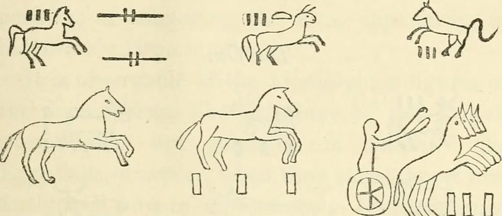 An illustration from The one primeval language traced experimentally through ancient inscriptions in alphabetic characters of lost powers from the four continents including the voice of Israel from the rocks of Sinai and the vestiges of patriarchal tradition from the monuments of Egypt, Eturia, and southern Arabia, 1851, leaf 130