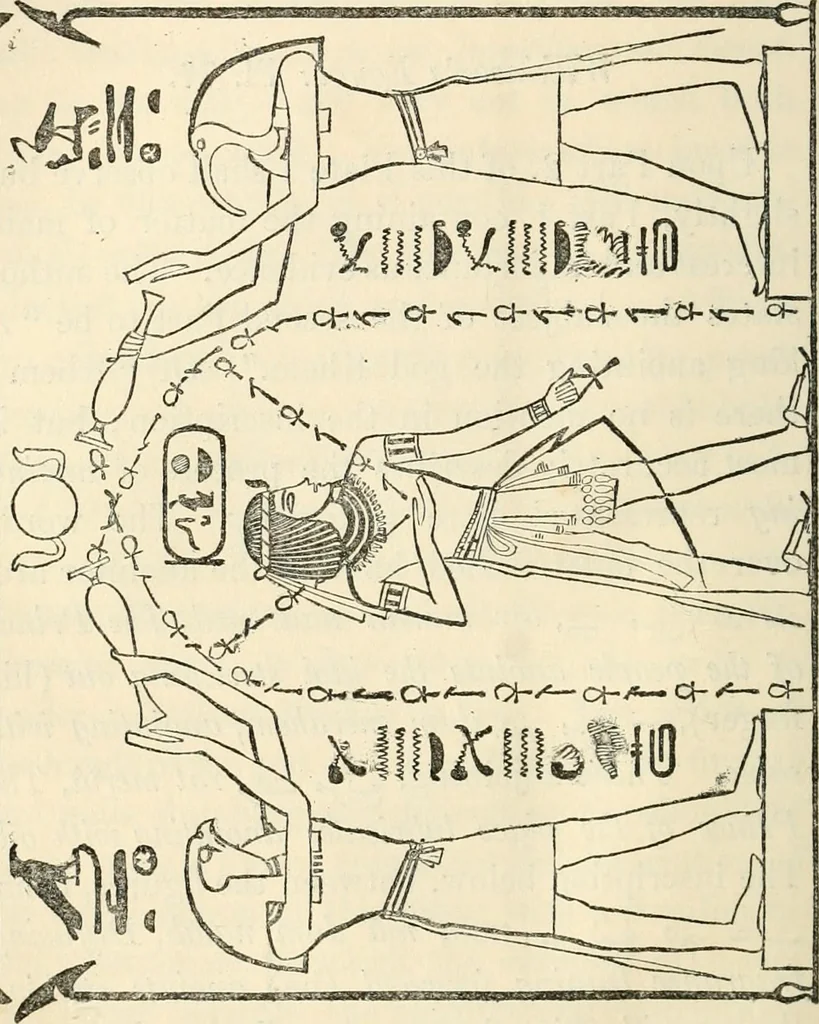 An illustration from The one primeval language traced experimentally through ancient inscriptions in alphabetic characters of lost powers from the four continents including the voice of Israel from the rocks of Sinai and the vestiges of patriarchal tradition from the monuments of Egypt, Eturia, and southern Arabia, 1851, leaf 179