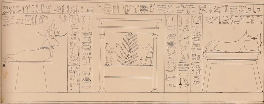 An illustration from The one primeval language traced experimentally through ancient inscriptions in alphabetic characters of lost powers from the four continents including the voice of Israel from the rocks of Sinai and the vestiges of patriarchal tradition from the monuments of Egypt, Eturia, and southern Arabia, 1851, leaf 215