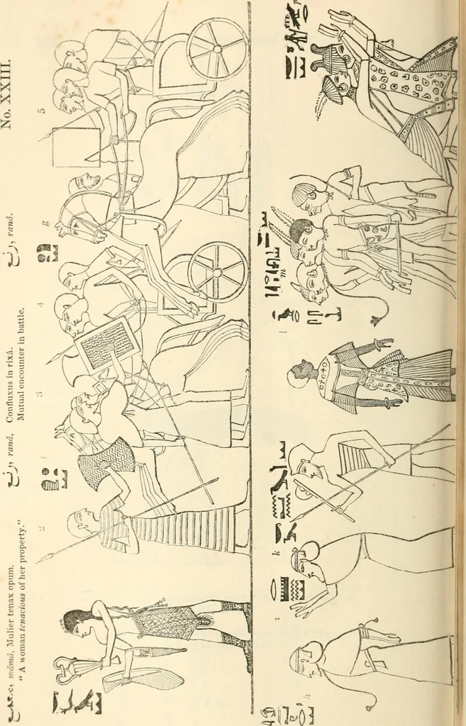 An illustration from The one primeval language traced experimentally through ancient inscriptions in alphabetic characters of lost powers from the four continents including the voice of Israel from the rocks of Sinai and the vestiges of patriarchal tradition from the monuments of Egypt, Eturia, and southern Arabia, 1851, leaf 265
