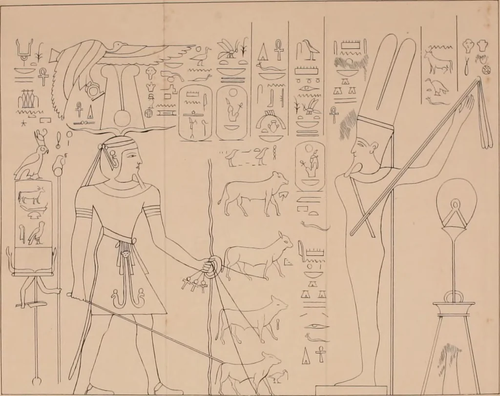An illustration from The one primeval language traced experimentally through ancient inscriptions in alphabetic characters of lost powers from the four continents including the voice of Israel from the rocks of Sinai and the vestiges of patriarchal tradition from the monuments of Egypt, Eturia, and southern Arabia, 1851, leaf 293