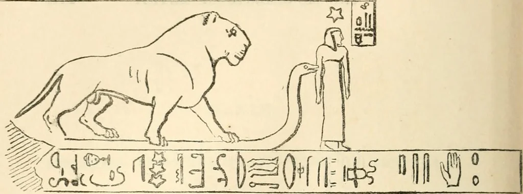 An illustration from The one primeval language traced experimentally through ancient inscriptions in alphabetic characters of lost powers from the four continents including the voice of Israel from the rocks of Sinai and the vestiges of patriarchal tradition from the monuments of Egypt, Eturia, and southern Arabia, 1851, leaf 313