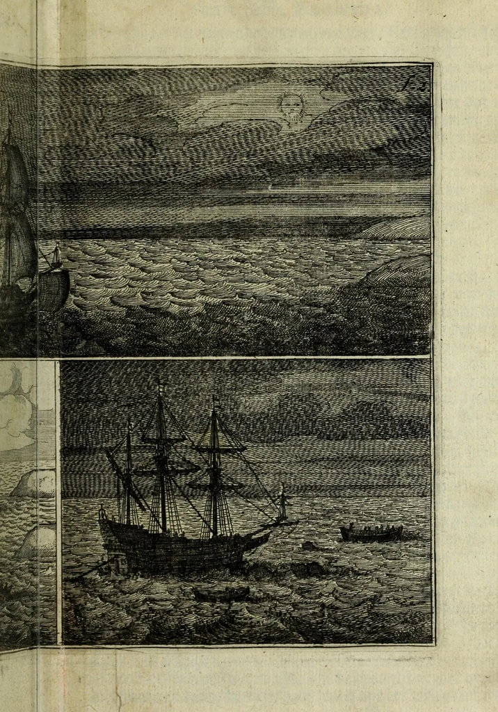 An illustration from Ongeluckige voyagie van't schip Batavia nae de Oost-Indien, gebleven op de Abrolhos van Frederick Houtman ... vytgevaren onder den E. Francoys Pelsert : vervatende, soo't verongelucken des schips, als de grouwelijcke moorderijen onder 't gebergde scheeps-volck, op't eylant Bataviaes kerck-hof voorgevallen ... Nevens, Een treur-bly-eynde onggheluck des Oost-Indische Compagnies dienaers in 't jaer 1636, weder-varen in 't conincklijcke hof van Siam, in de stadt Judia, onder de directie van den E. Jeremias van Vliet. Als mede de groote tyrannye van Abas, coninck van Persien, anno 1645 ..., 1647, leaf 15