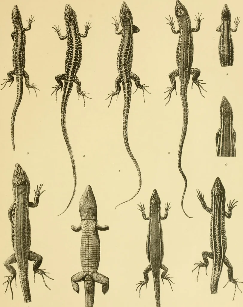 An illustration from On the lizards allied to Lacerta muralis, with an account of Lacerta agilis and L. parva, 1916, leaf 108