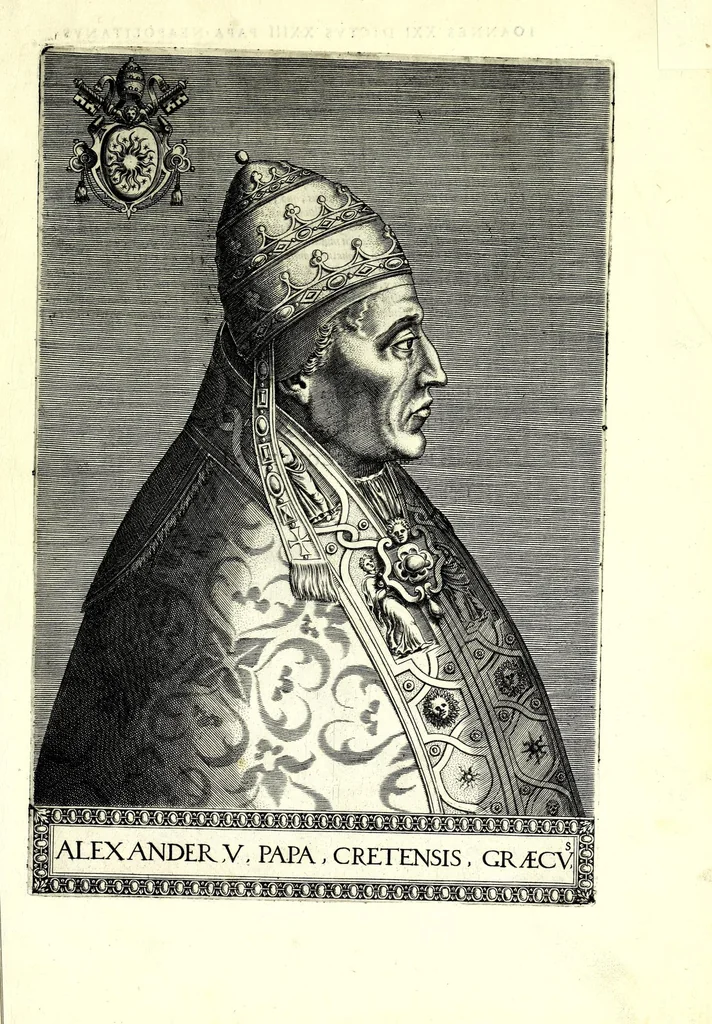 An illustration from Onvphrii Panvinii veronensis, fratris Eremitae Augustiniani, XXVII. pontificvm maximorvm elogia et imagines : accuratissime ad uiuum aeneis typeis delineatae, 1568, leaf 19