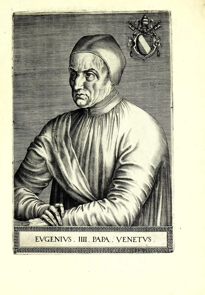 An illustration from Onvphrii Panvinii veronensis, fratris Eremitae Augustiniani, XXVII. pontificvm maximorvm elogia et imagines : accuratissime ad uiuum aeneis typeis delineatae, 1568, leaf 25