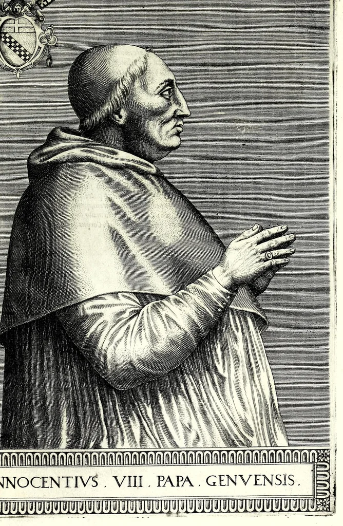 An illustration from Onvphrii Panvinii veronensis, fratris Eremitae Augustiniani, XXVII. pontificvm maximorvm elogia et imagines : accuratissime ad uiuum aeneis typeis delineatae, 1568, leaf 39