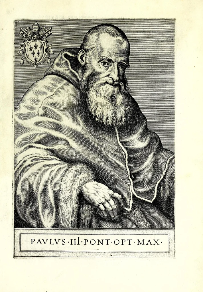 An illustration from Onvphrii Panvinii veronensis, fratris Eremitae Augustiniani, XXVII. pontificvm maximorvm elogia et imagines : accuratissime ad uiuum aeneis typeis delineatae, 1568, leaf 53
