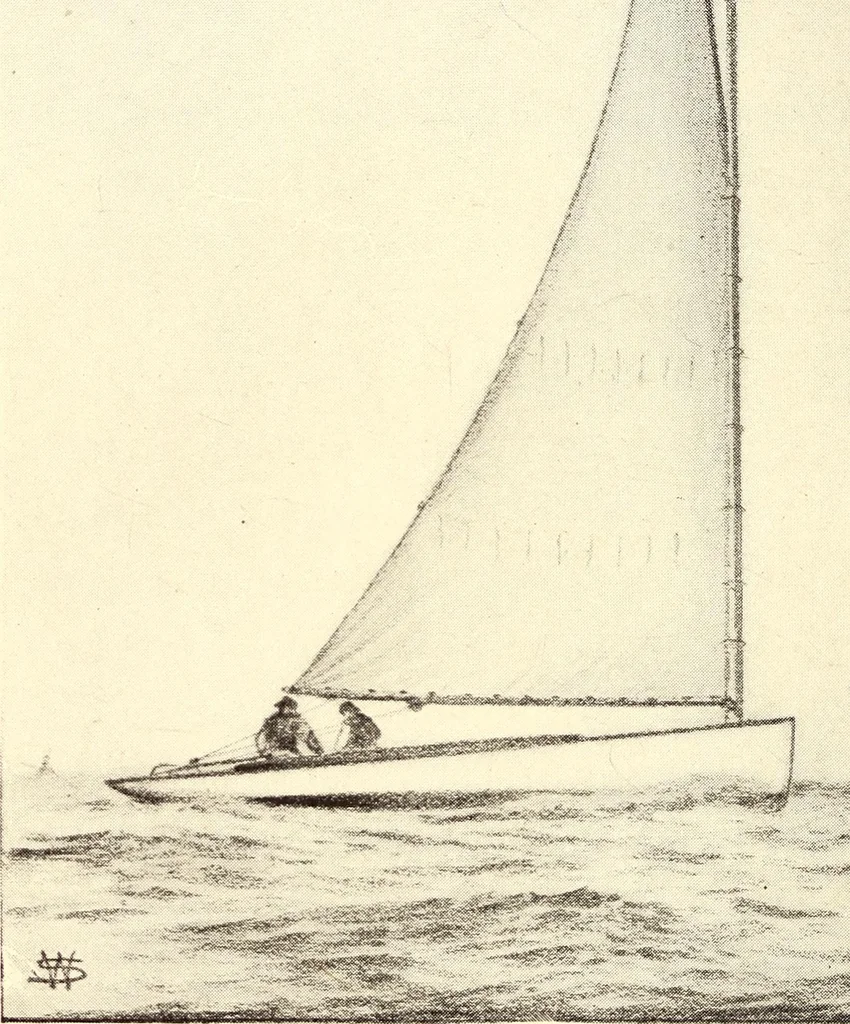 An illustration from On yacht sailing : a simple treatise for beginners upon the art of handling small yachts and boats, 1904, leaf 15