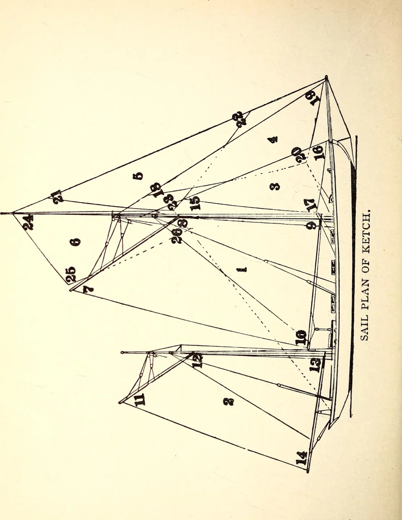 An illustration from On yacht sailing : a simple treatise for beginners upon the art of handling small yachts and boats, 1904, leaf 93