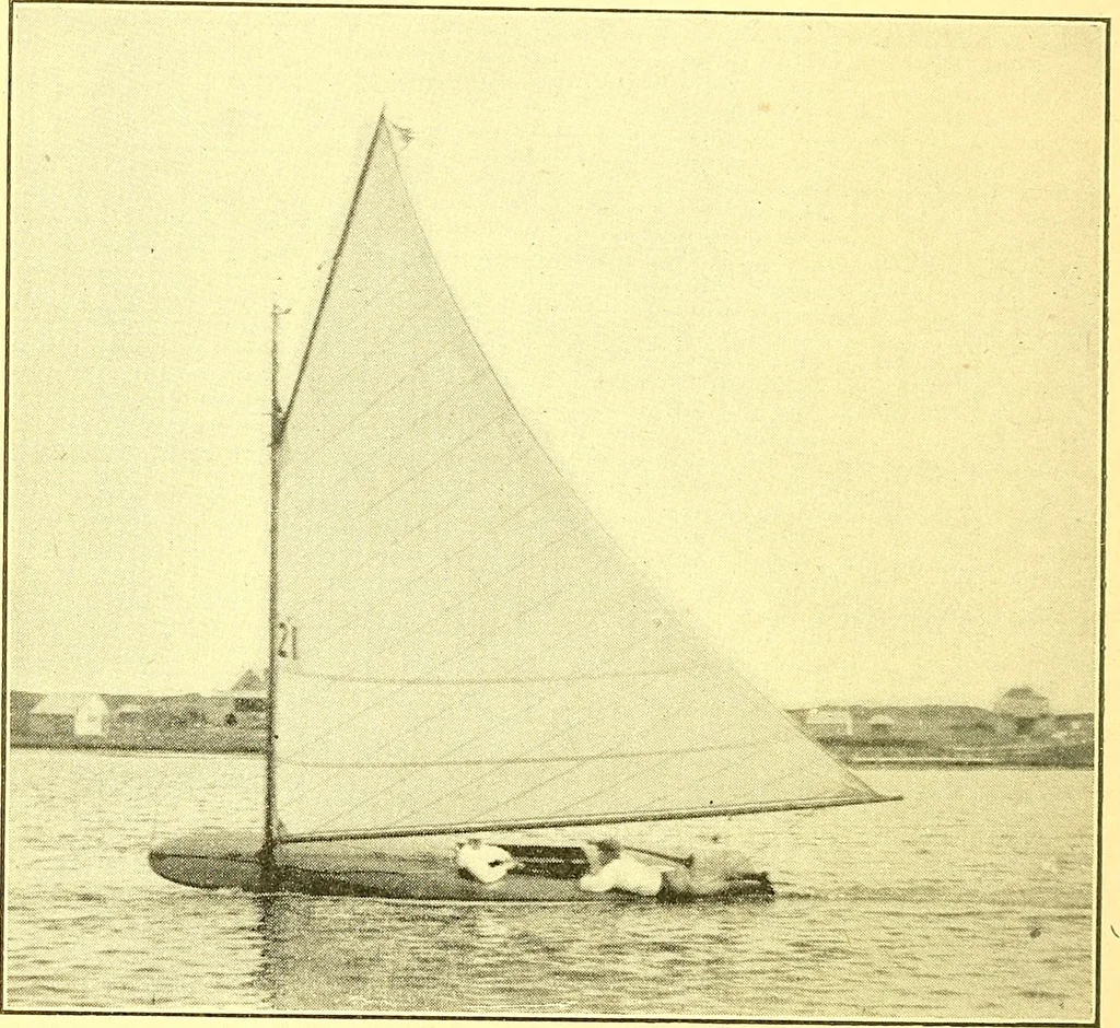 An illustration from On yacht sailing; a simple treatise for beginners upon the art of handling small yachts and boats, 1904, leaf 105