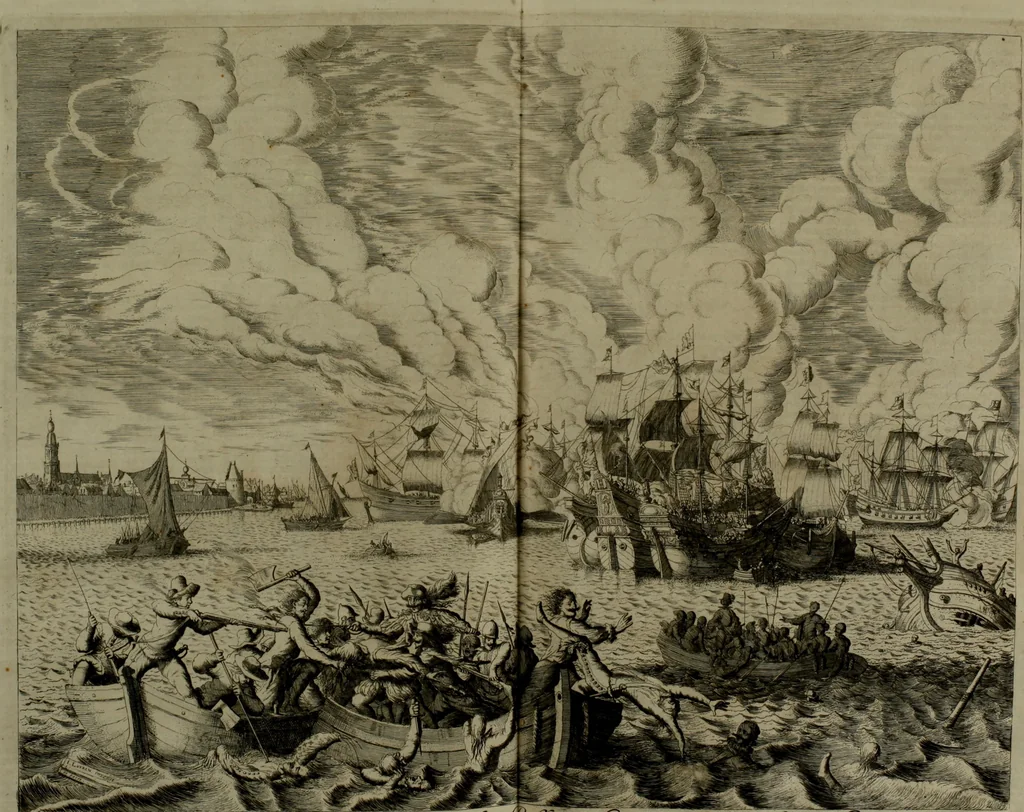 An illustration from Oorsprongk, Begin, en Vervolgh der Nederlandsche Oorlogen, beroerten, en Borgerlyke Oneenigheden : beginnende met d'opdracht der selve Landen, gedaen by Keyser Karel den Vijfden, aen sijnen Soon Konink Philippus van Spanjen, en eindigende met het einde van 't jaer M D C, 1679, leaf 535