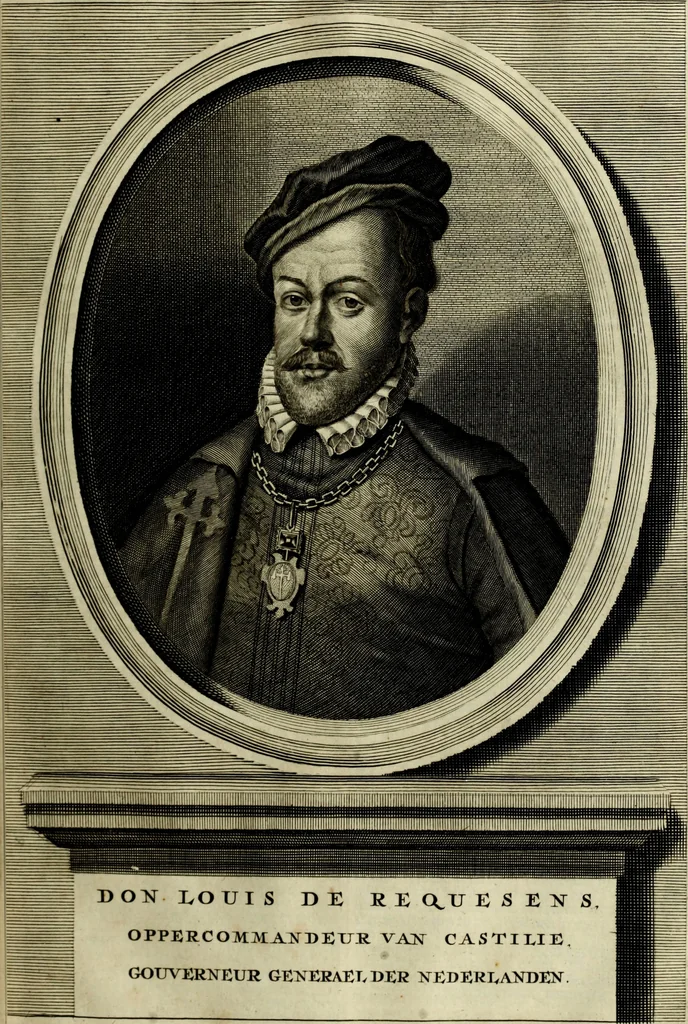 An illustration from Oorsprongk, Begin, en Vervolgh der Nederlandsche Oorlogen, beroerten, en Borgerlyke Oneenigheden : beginnende met d'opdracht der selve Landen, gedaen by Keyser Karel den Vijfden, aen sijnen Soon Konink Philippus van Spanjen, en eindigende met het einde van 't jaer M D C, 1679, leaf 560