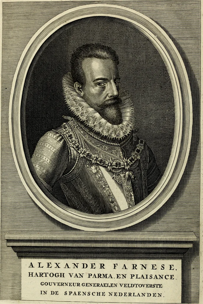 An illustration from Oorsprongk, Begin, en Vervolgh der Nederlandsche Oorlogen, beroerten, en Borgerlyke Oneenigheden : beginnende met d'opdracht der selve Landen, gedaen by Keyser Karel den Vijfden, aen sijnen Soon Konink Philippus van Spanjen, en eindigende met het einde van 't jaer M D C, 1679, leaf 21