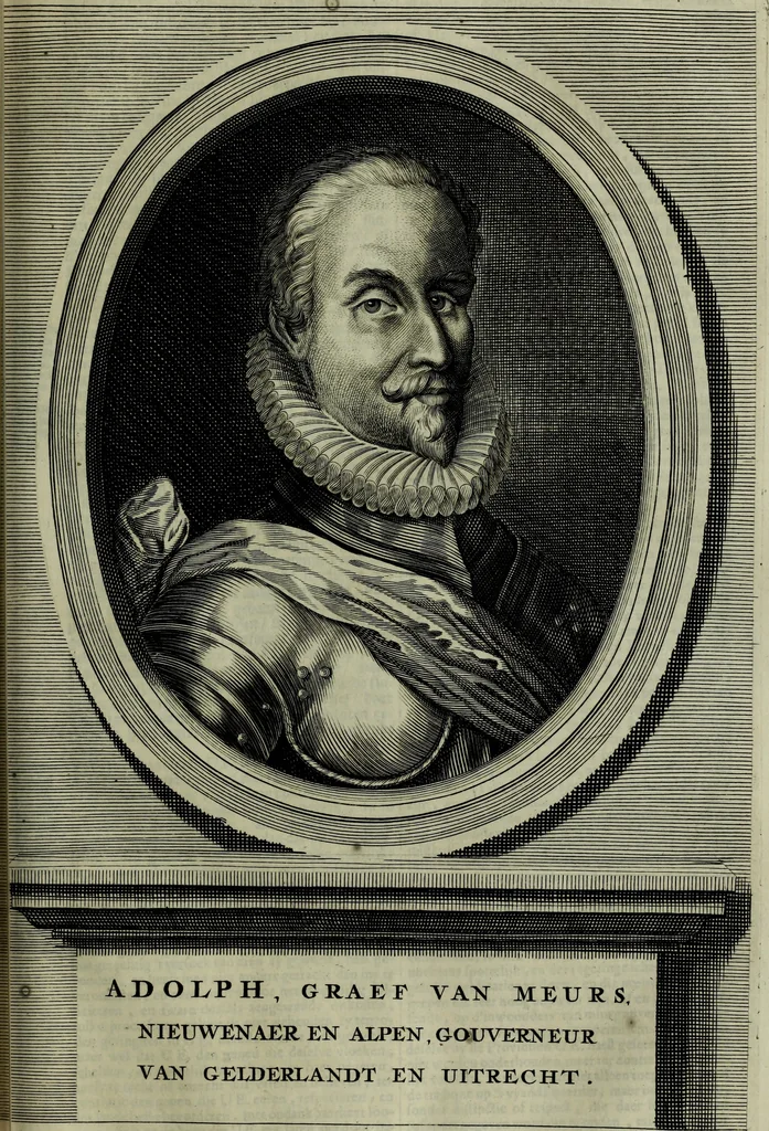 An illustration from Oorsprongk, Begin, en Vervolgh der Nederlandsche Oorlogen, beroerten, en Borgerlyke Oneenigheden : beginnende met d'opdracht der selve Landen, gedaen by Keyser Karel den Vijfden, aen sijnen Soon Konink Philippus van Spanjen, en eindigende met het einde van 't jaer M D C, 1679, leaf 474