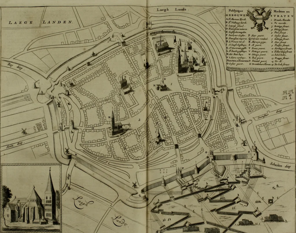 An illustration from Oorsprongk, Begin, en Vervolgh der Nederlandsche Oorlogen, beroerten, en Borgerlyke Oneenigheden : beginnende met d'opdracht der selve Landen, gedaen by Keyser Karel den Vijfden, aen sijnen Soon Konink Philippus van Spanjen, en eindigende met het einde van 't jaer M D C, 1679, leaf 888