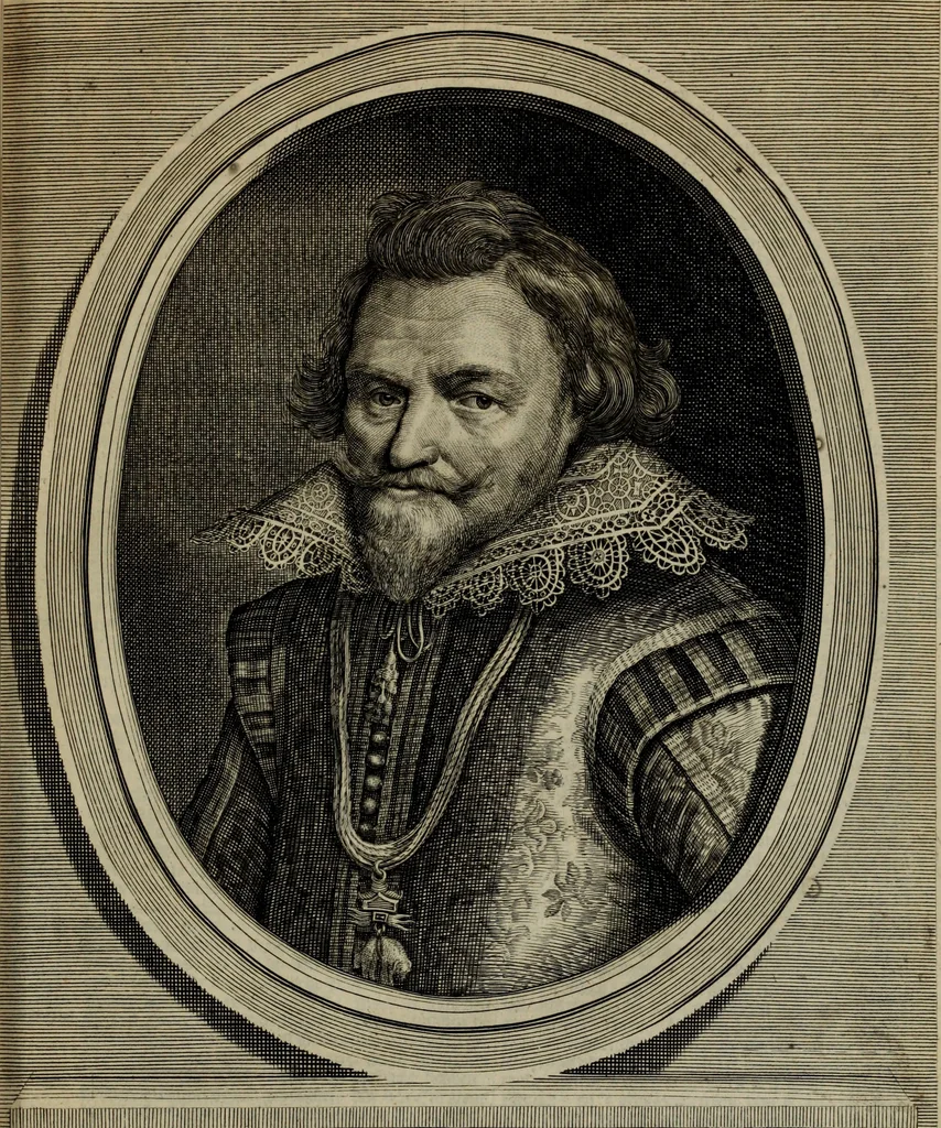 An illustration from Oorsprongk, Begin, en Vervolgh der Nederlandsche Oorlogen, beroerten, en Borgerlyke Oneenigheden : beginnende met d'opdracht der selve Landen, gedaen by Keyser Karel den Vijfden, aen sijnen Soon Konink Philippus van Spanjen, en eindigende met het einde van 't jaer M D C, 1679, leaf 187