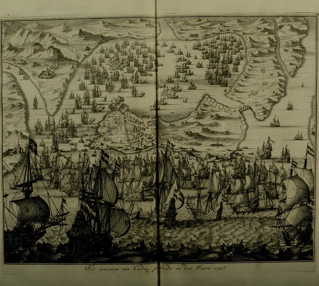 An illustration from Oorsprongk, Begin, en Vervolgh der Nederlandsche Oorlogen, beroerten, en Borgerlyke Oneenigheden : beginnende met d'opdracht der selve Landen, gedaen by Keyser Karel den Vijfden, aen sijnen Soon Konink Philippus van Spanjen, en eindigende met het einde van 't jaer M D C, 1679, leaf 262