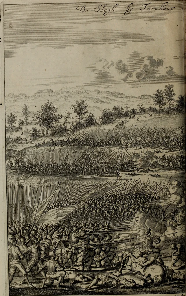 An illustration from Oorsprongk, Begin, en Vervolgh der Nederlandsche Oorlogen, beroerten, en Borgerlyke Oneenigheden : beginnende met d'opdracht der selve Landen, gedaen by Keyser Karel den Vijfden, aen sijnen Soon Konink Philippus van Spanjen, en eindigende met het einde van 't jaer M D C, 1679, leaf 337