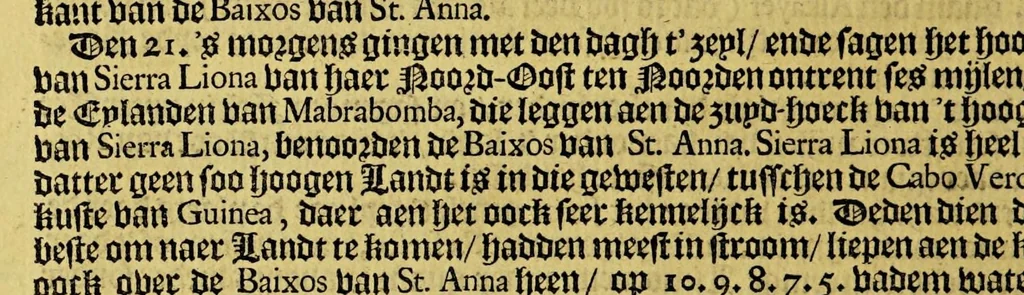 An illustration from Oost- en West-Indische voyagie; door de Strate Magallanes naer de Moluques, met ses schepen onder den commandeur Ioris Spilbergen. : Als mede de wonderlijcke reyse ghedaen door Willem Cornelisz Schouten van Hoorn, en Iacob le Maire, in den jaere 1615, 1616, 1617. Hoe sy bezuyden de Straet van Magallanes een nieuwe passagie tot in den groote Zuydt-Zee ontdeckt, voort den gheheelen aerd-kloot om-ghezeylt hebben ., 1648, leaf 80