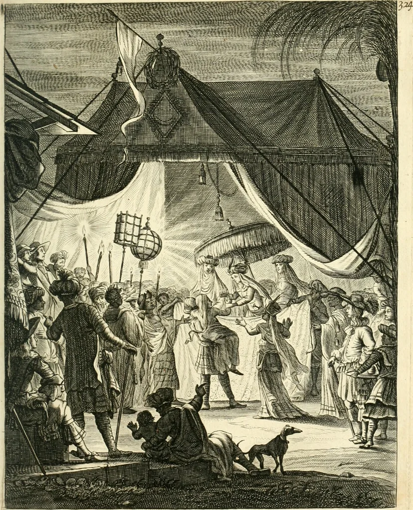 An illustration from Oost-Indische voyagie; vervattende veel voorname voorvallen en ongemeene oreemde geschiedenissen, bloedige zee- en landtgevechten tegen de Portugeesen en Makassaren .., 1676, leaf 400